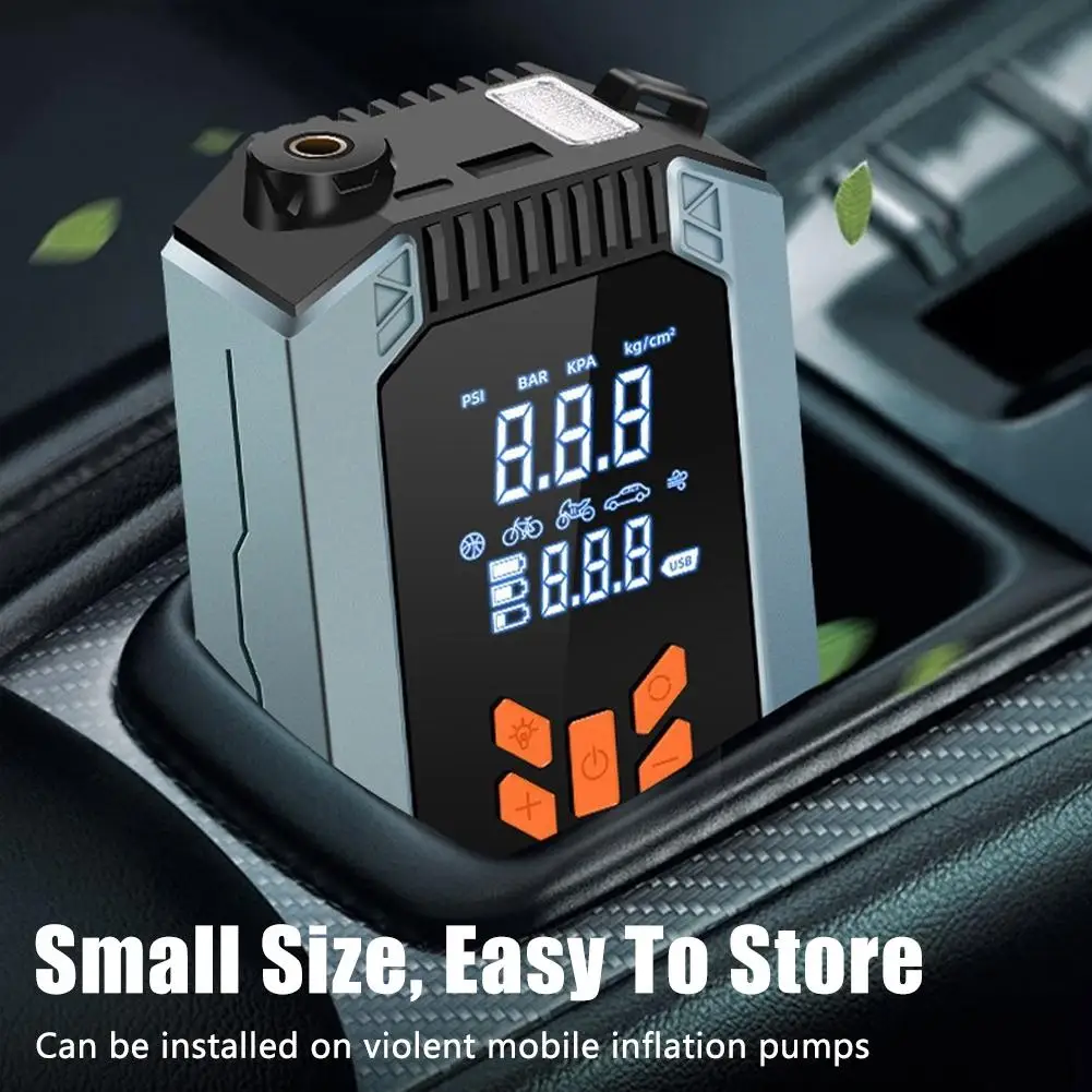 7-in-1 Auto Intelligent Emergency Start Power Supply 12V USB Phone Fast Charger LED Digital Display Headlights Tire Car Air Pump