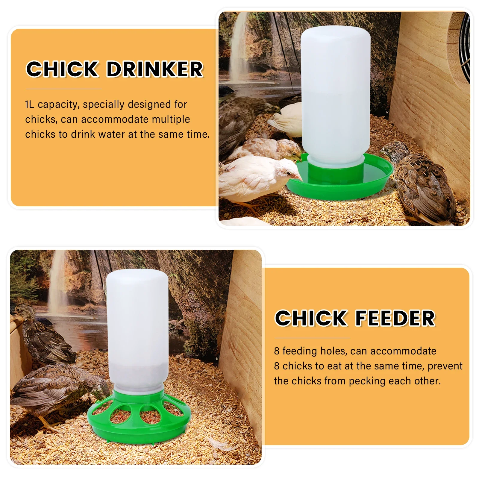 1L Chicken Feeder Bucket and Water Fountain Poultry Automatic Chick Drinker Bucket Drinking Quail drinking Bird equipment 2Pcs