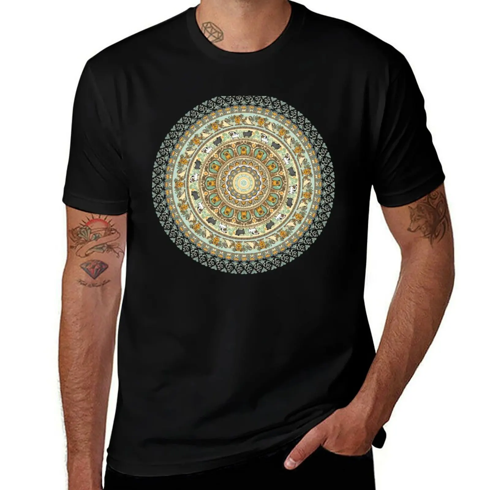 

Pug Yoga Medallion T-Shirt custom t shirt for a boy designer shirts oversized t shirt t shirt men 100℅ cotton
