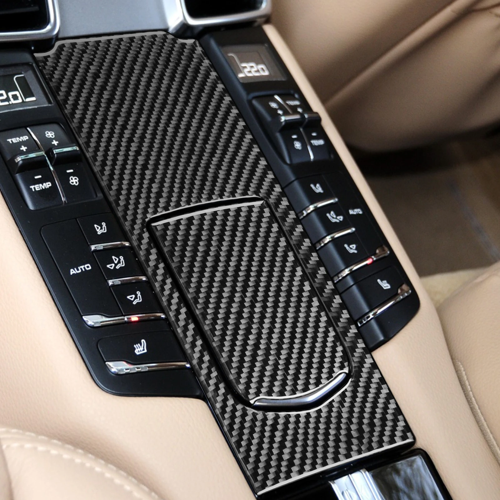 For Porsche Panamera 2010-2016 Real Carbon Fiber Stickers Centre rear control storage panel Car Accessories Interior decorative