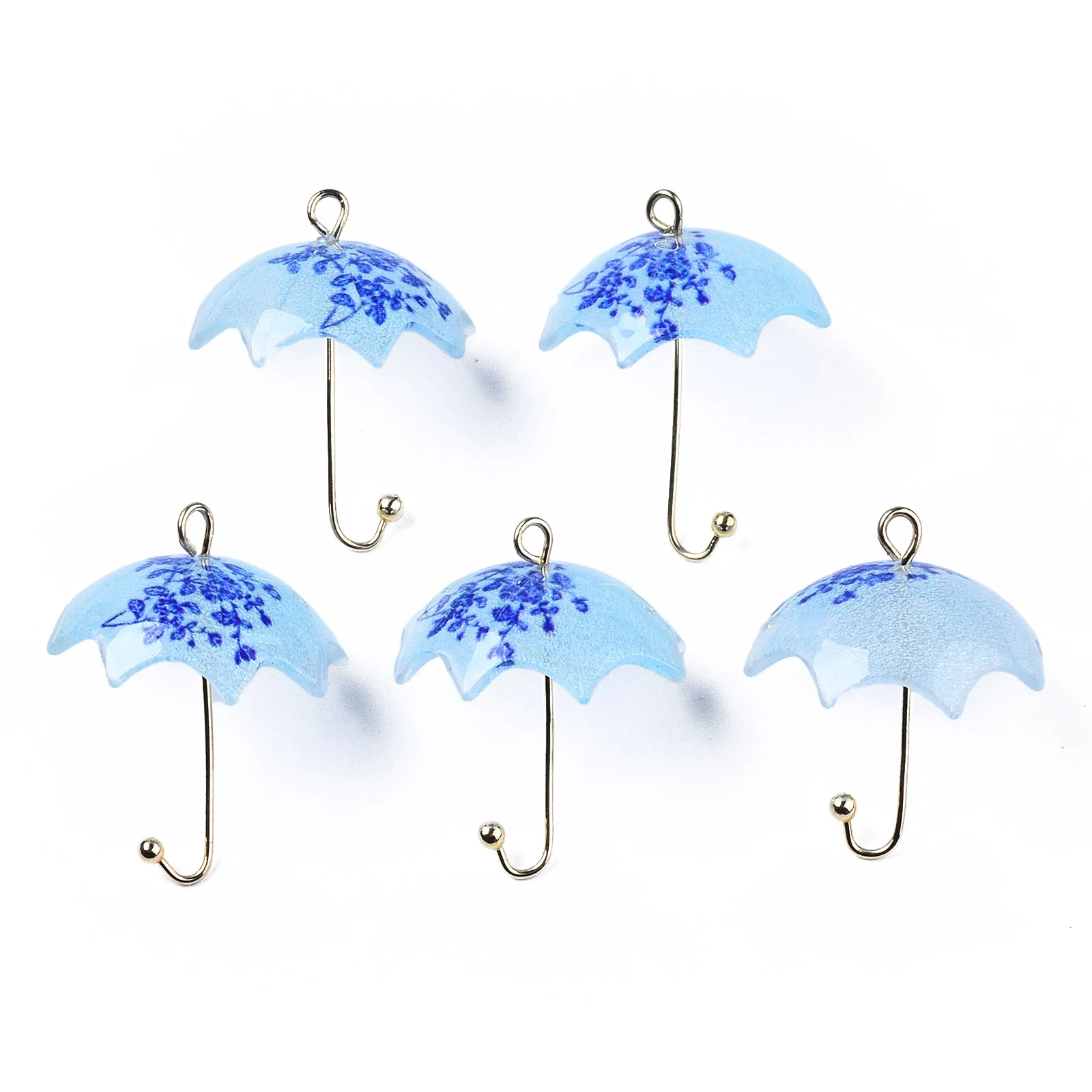 20 Pcs Umbrella Acrylic Pendants Charms Components for DIY Key Chain Cord Rope Clasps Links Findings Jewelry Making Supplies