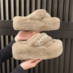 Women's Slippers Furry Ladies Luxury Fluffy Plush Slipper House Soft Fuzzy Platform Indoor Casual Winter Home Warm Female Shoes