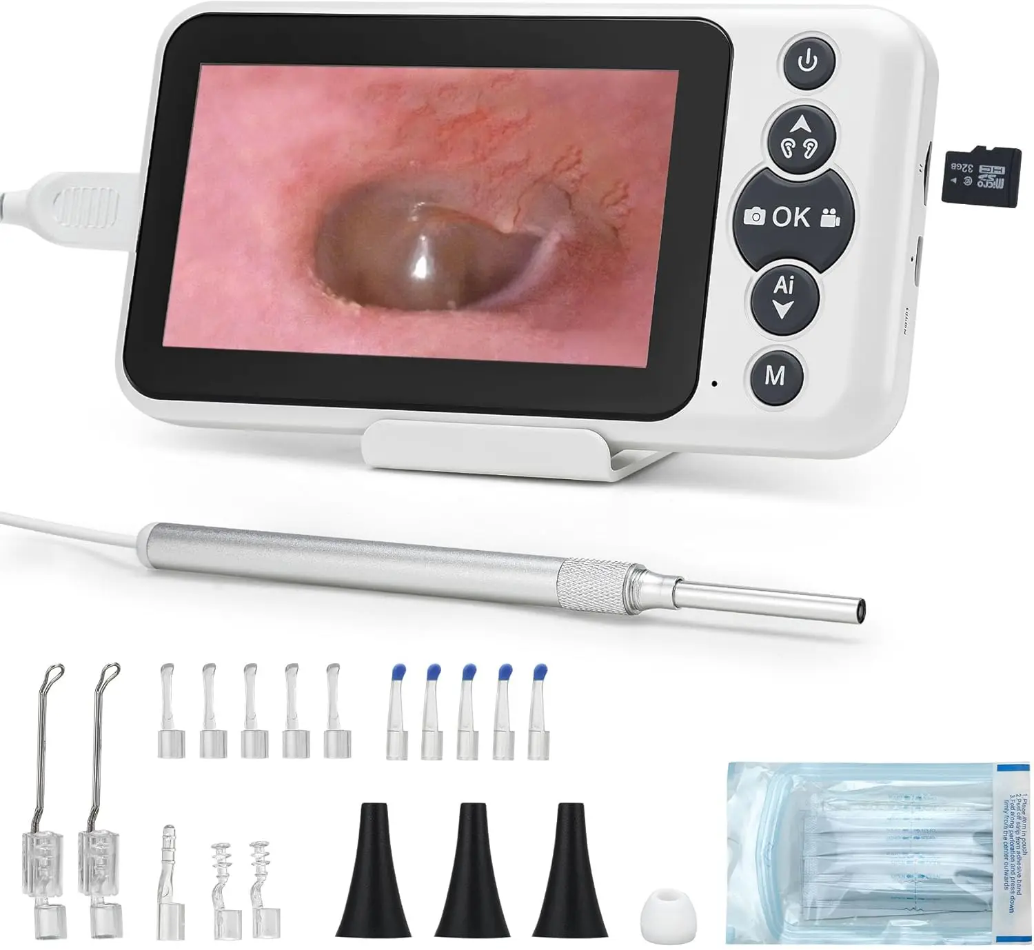 

Digital Otoscope with 4.5" HD Screen, Ear Wax Removal Kit, Camera, No App or WiFi Needed, 32GB Card for Adults Kids Pets