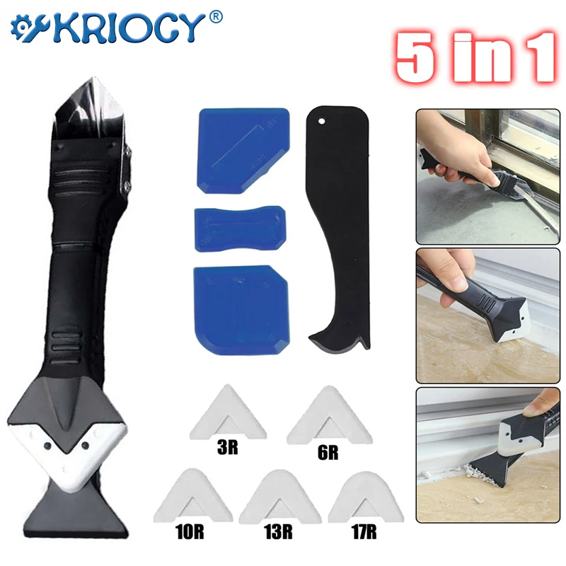 5 in1 Silicone Remover Sealant Smooth Scraper Caulk Finisher Grout Kit Tools Floor Mould Removal Hand Tools Set Sewing Spatula