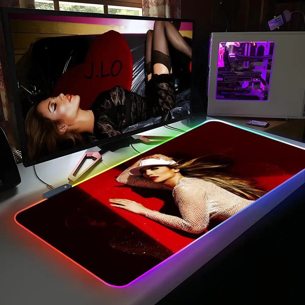 

Модный коврик для мыши Jennifer Lopez RGB, резиновый, для компьютера и ноутбука, официальный игровой, цветной, для киберспорта, эстетичный, красивый, модный, роскошный коврик