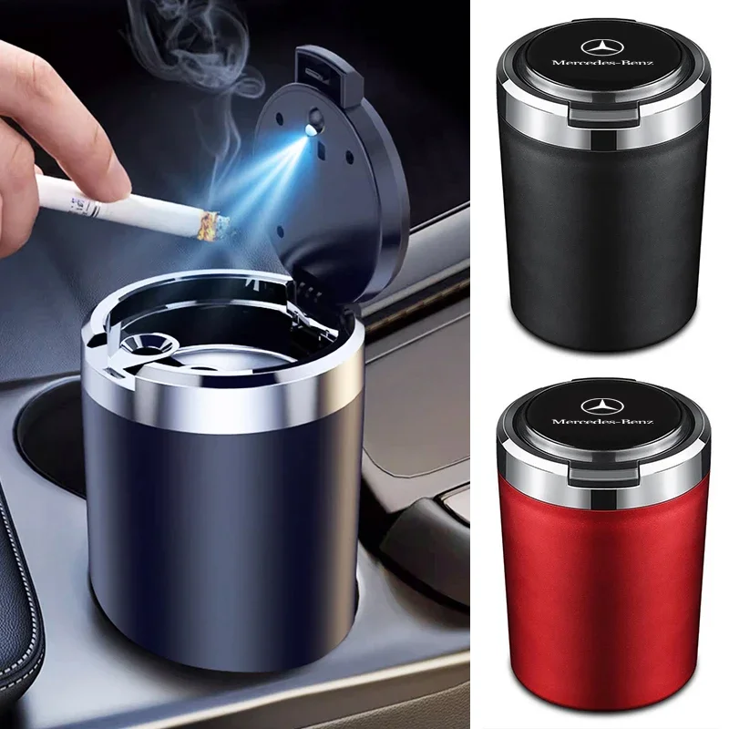 Car Ashtray One Touch Open Portable Ashtray Cup Auto Interiors For Mercedes Benz AMG Class A W204 W210 W220 W211 W212 W201 GLC