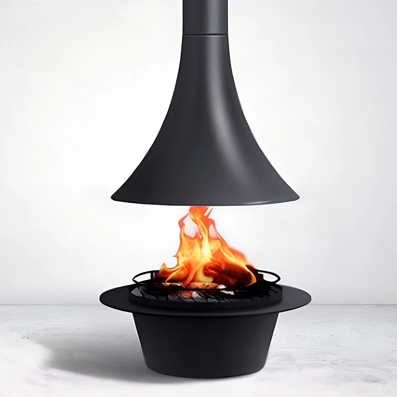

Hanging real fire fireplace, hanging real fire burning firewood villa 3D atomization