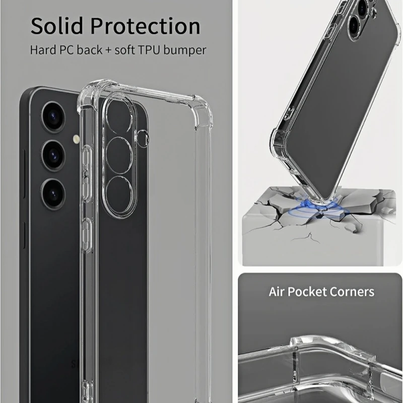 Full Camera Protection Silicone Soft Case For Samsung Galaxy S23 S22 S21 Plus FE Clear Back Case Ultra Thin Back Cover Coque TPU image 5