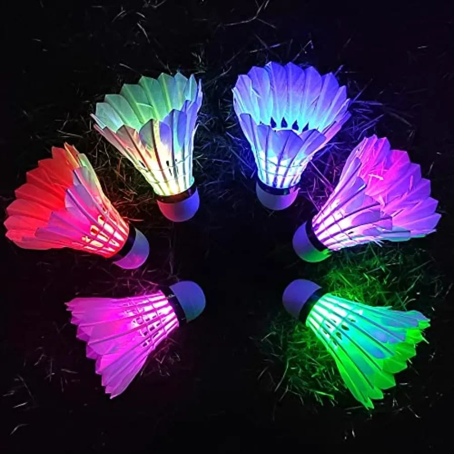 

LED Shuttlecock Badminton Birdies, Shuttlecock Dark Night Goose Feather Glow Birdies Lighting for Outdoor Indoor Sport Activiti