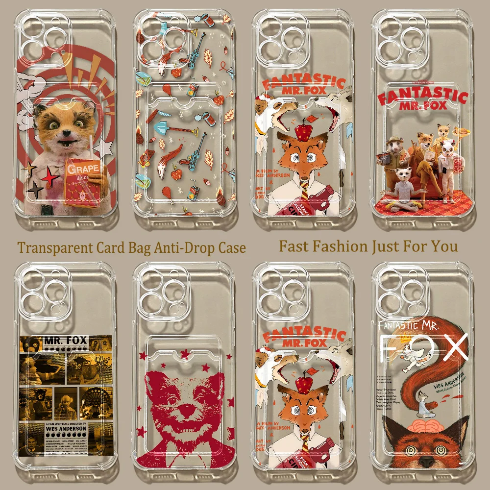 Funda Transparente Anticaída The Fantastic Mr. Fox con Ranuras para Tarjetas para iPhone 17e 17 16e 16 15 14 13 12 11 Mini Pro Max Air Plus