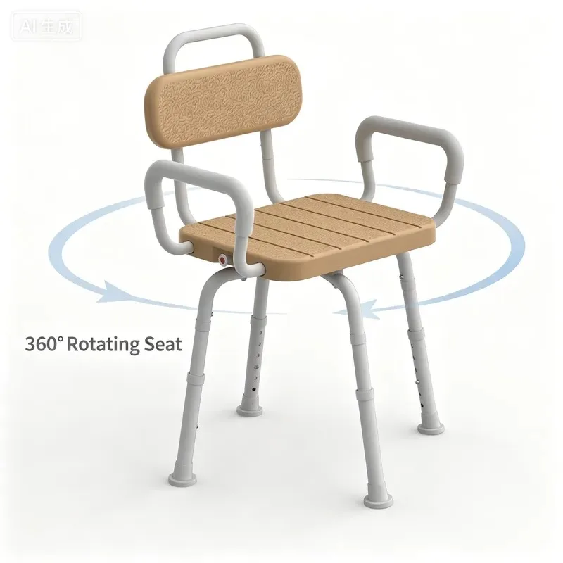 Aluminum Alloy Shower Chair with Non Slip Rubber Feet