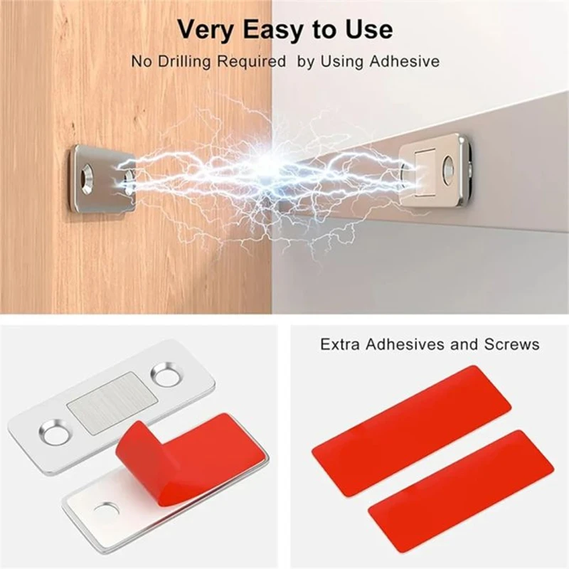 Magnetic Cabinet Catches Ultra Thin Door Strong Magnets Stopper Invisible Adhesive Drawer Magnet Lock for Kitchen Closet Closer image 2