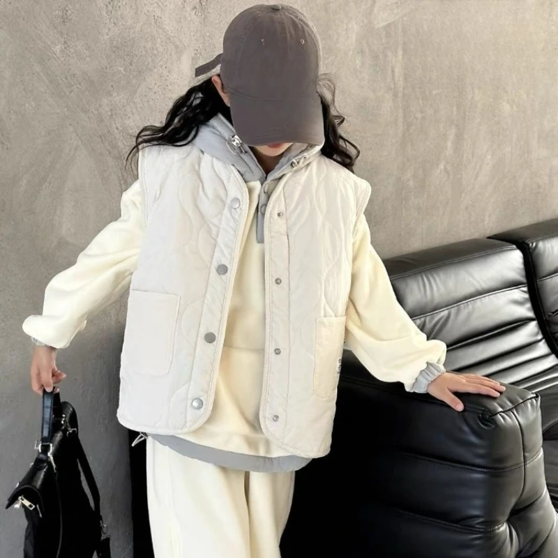 Autumn Winter New Design Thermal Fleece Lined Reversible Children's Vest with Particle Cashmere Jacket for Toddler Big Kids