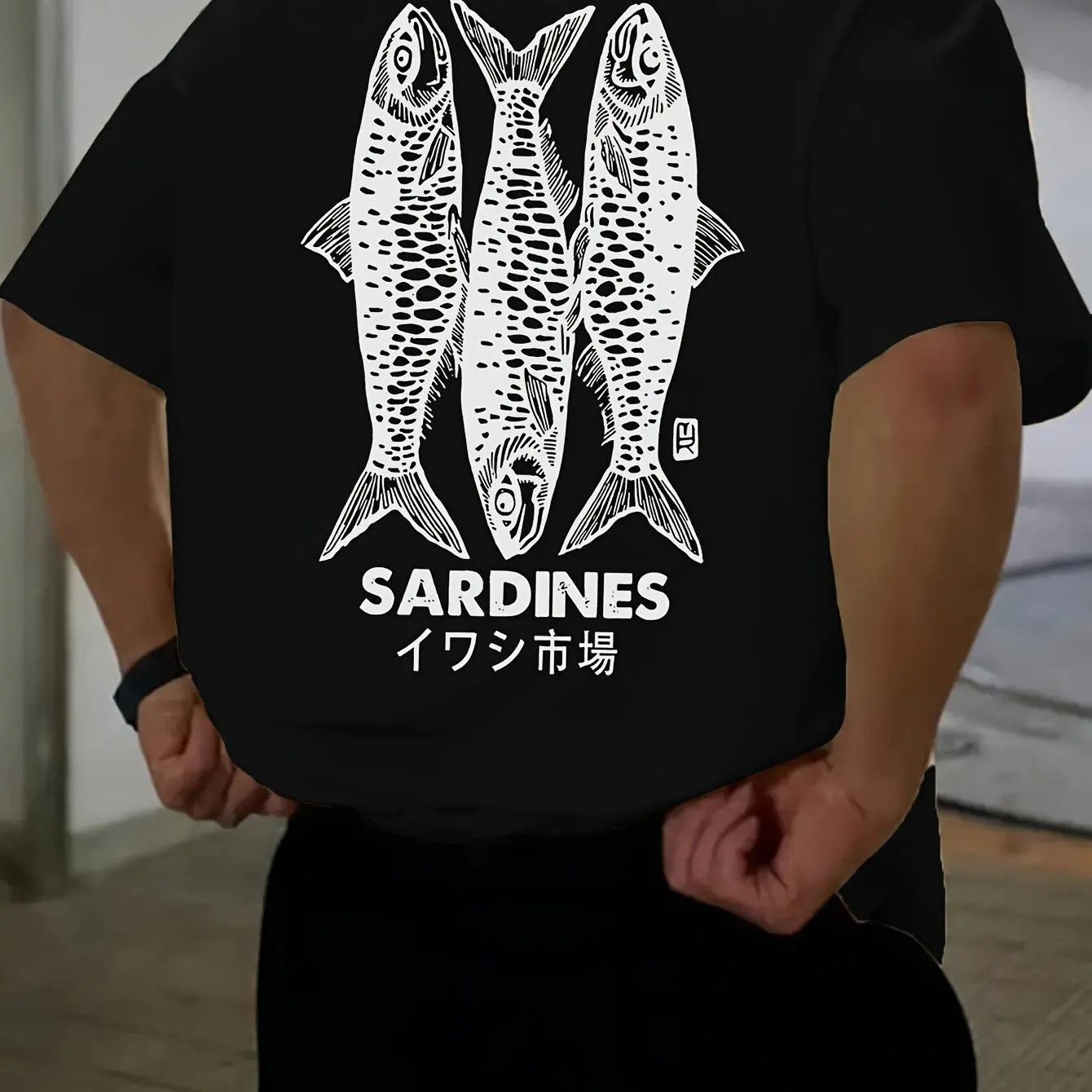 Japanese Sardines Market Graphic T-Shirt Vintage Harajuku Style White Short Sleeve Tee Casual Loose Fit Summer Streetwear Top