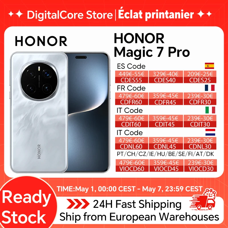 NOUVEAU HONOR Magic7 Pro 5G 2025, Smartphone Snapdragon 8 Elite, Écran LTPO 6,8'' 120Hz, Charge 100W, Version Globale HONOR Magic 7 Pro