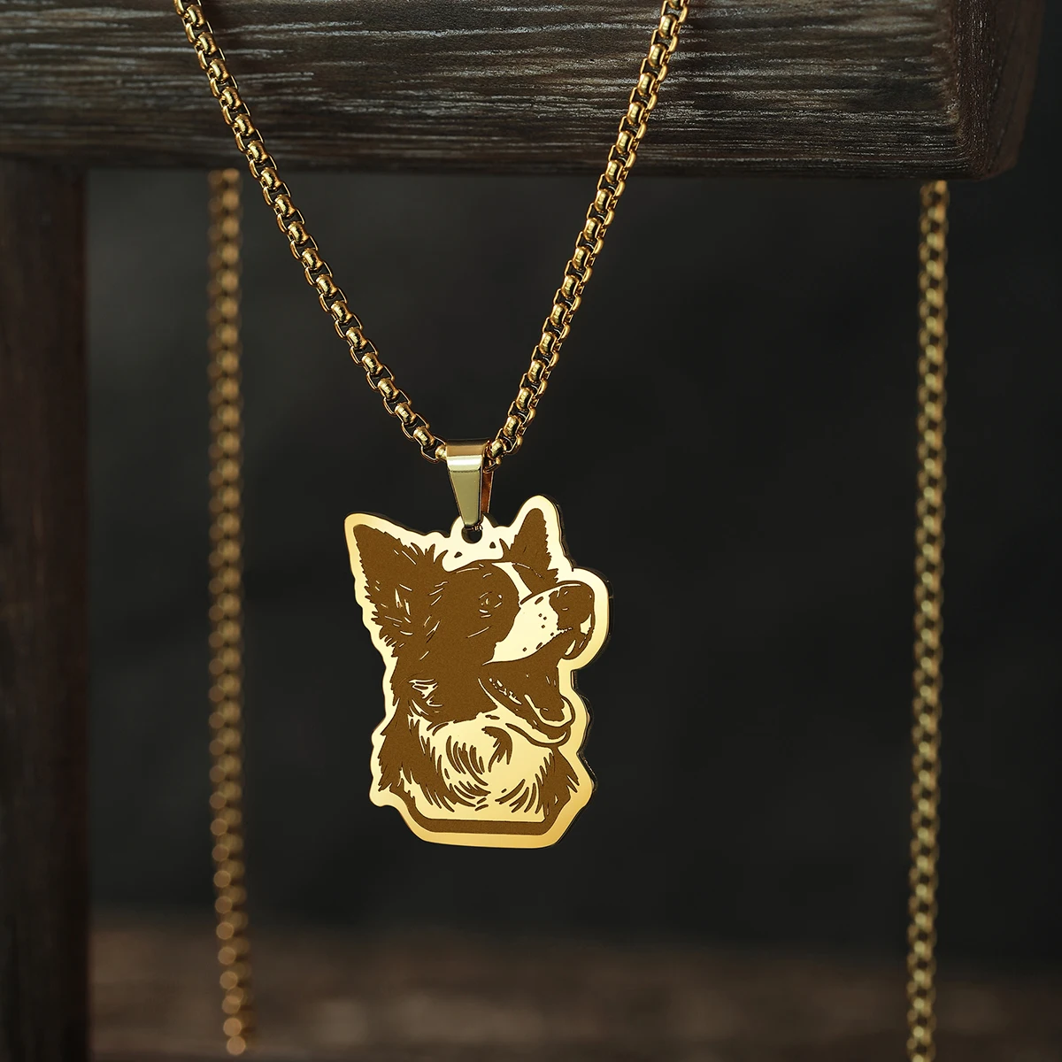 QIAMNI Stainless Steel Fashion Border Collie Dog Pendant Necklace For Women Men Gift Pet Animal Choker Clavicle Chain Jewelry