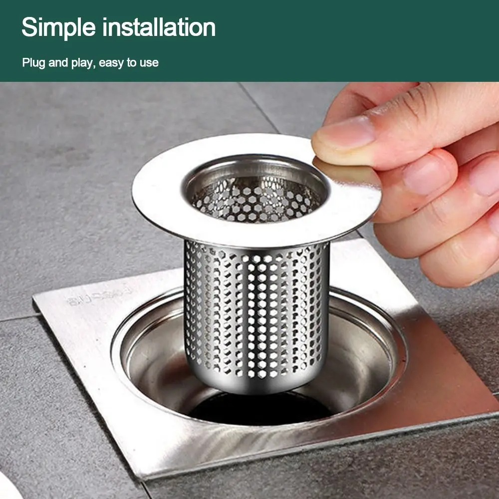 Anti-Clogging Floor Drain Filter Mesh With Handle Anti-Pest Food Hair Stopper Stainless Steel Waste Drainer Shower Leak Net