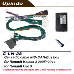 Car Radio Power Wiring Harness with CANBus Box Connector Adapter for RENAULT Clio 3 Koleos 3 Android Head Unit Multimedia Player