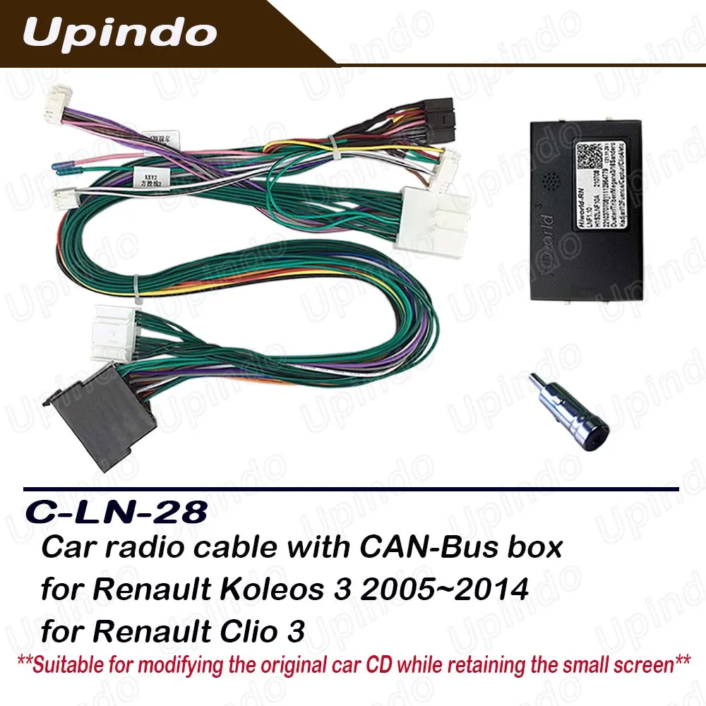Car Radio Power Wiring Harness with CANBus Box Connector Adapter for RENAULT Clio 3 Koleos 3 Android Head Unit Multimedia Player