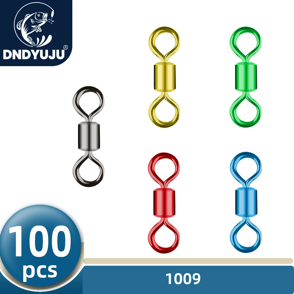 DNDYUJU 100 sztuk kolorowe złącze wędkarskie amerykański pierścień obrotowy 8 sprzęt wędkarski profesjonalne akcesoria wędkarskie złącze