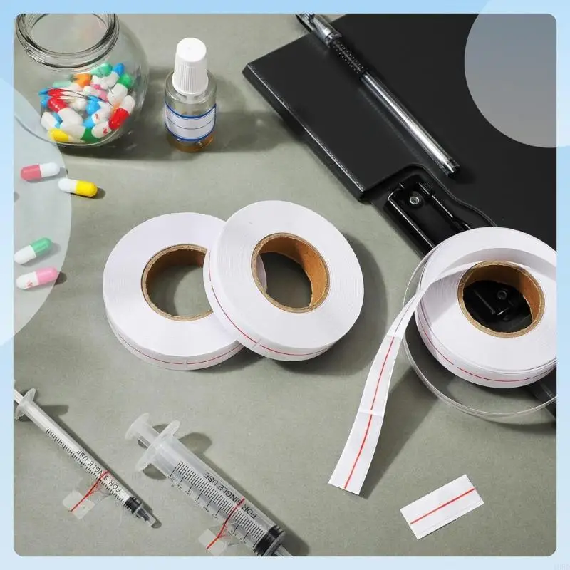 Pack Of 3 Rolls Transparent Medicals Adhesive Labels With Red Markings For Accurate Syringes Dosage In Clinical Settings