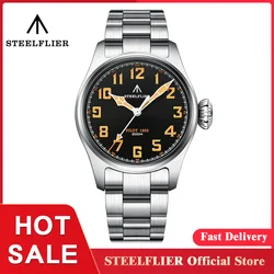 STEELFLIER Official SF740V New Quartz Pilot Series Swiss C3 Luminous 200M Waterproof VH31 Movement Men's Fashion Business Watch