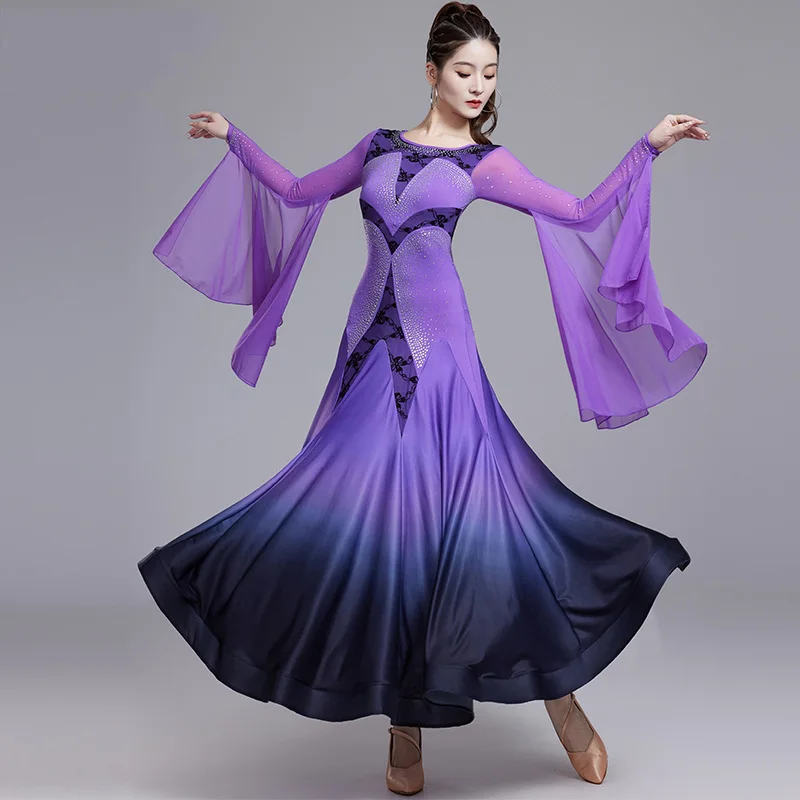 Modern Dance Girls Latin Dance Dress Costume Ballroom Dance Competition Clothes Vintage Kids Waltz Latin Dance Dress DQL9452