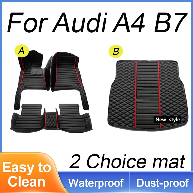 

Custom Automotive Car Floor Mats For Audi A4 B7 2005 2006 2007 2008 Auto Luxury Leather Men Women Car Mats Full Coverage