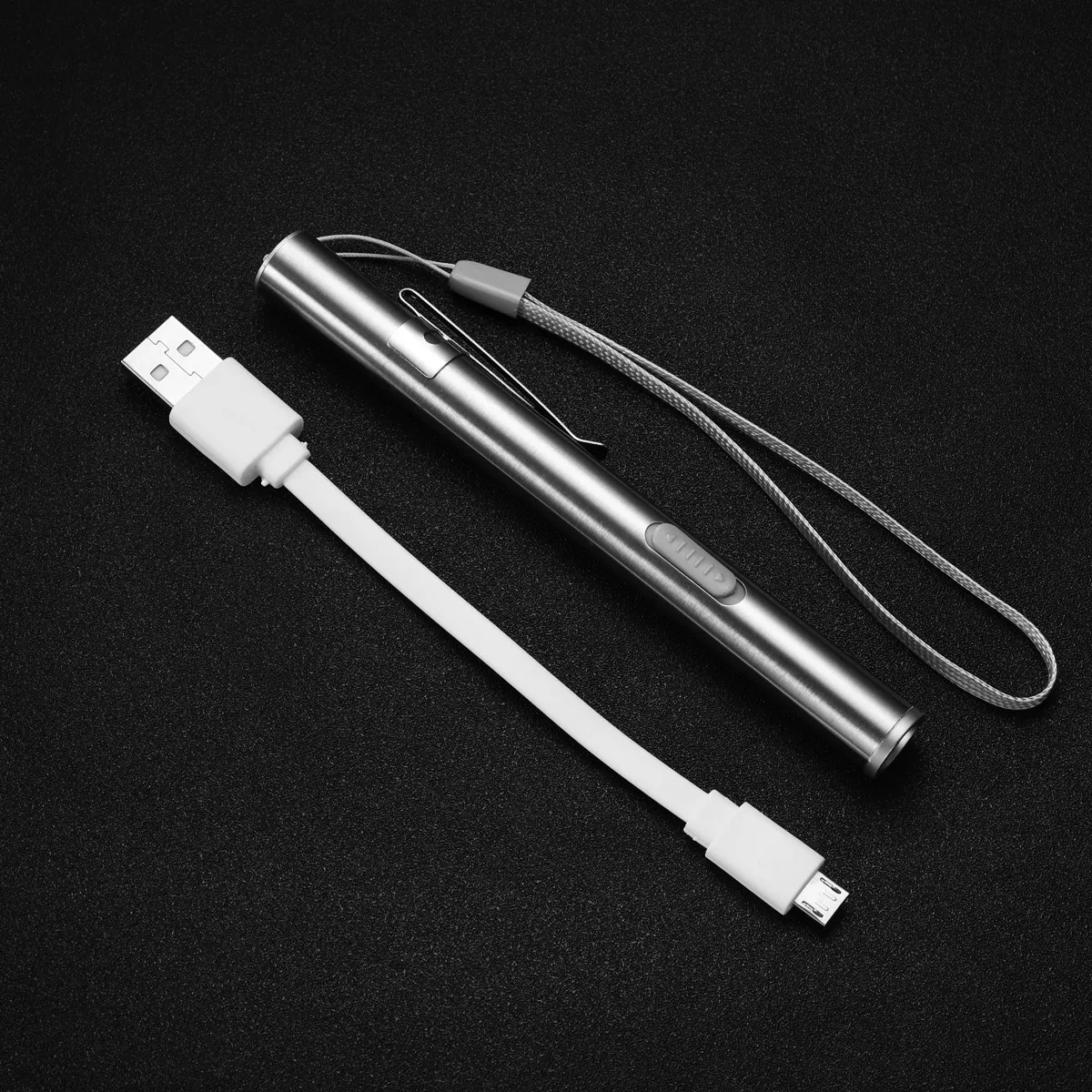 1Pcs Rechargeable LED Pen Flashlight Stainless Steel Grade Compact Lightweight for Nurses Physicians Paramedics