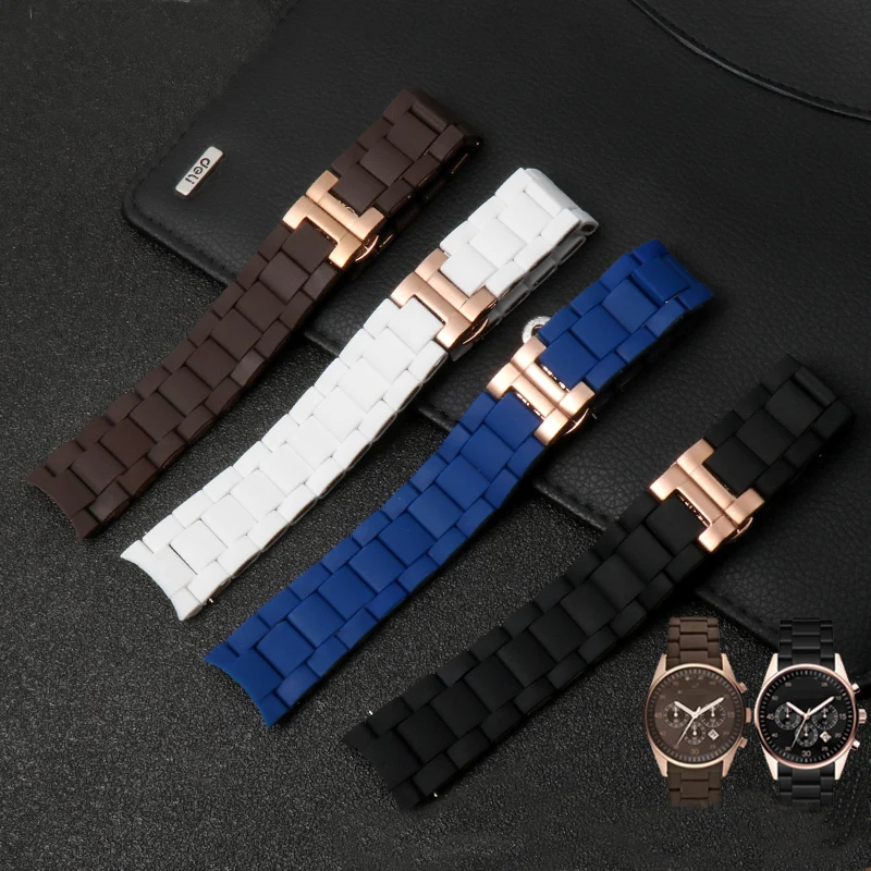 Watch Strap For Armani AR5920 AR5919 AR5859 AR5867 Wristband Binge Rubber Clad Steel Men\'s And Women\'s Watchband 20mm 23mm