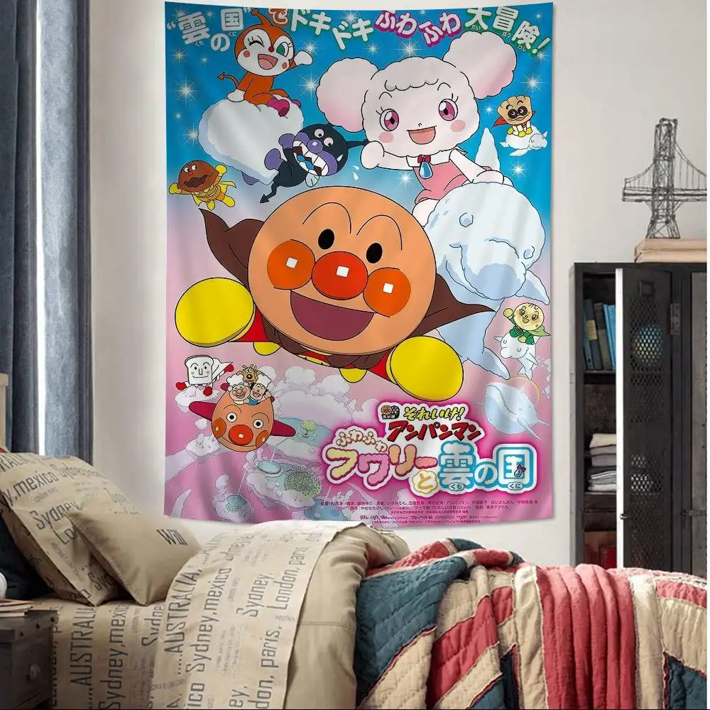 Anime A-Anpanman Cartoon Tapestry Hippie Flower Wall Carpets Dorm Decor Art Home Decor