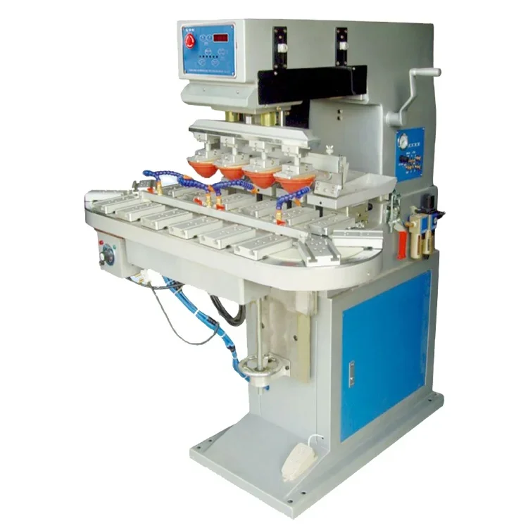 P4/C Large Size 4 Color Pad Printer  Cylind Ink Absorb Egg Carton Fufa Bottle Label 3 Color Pad Printing Machine