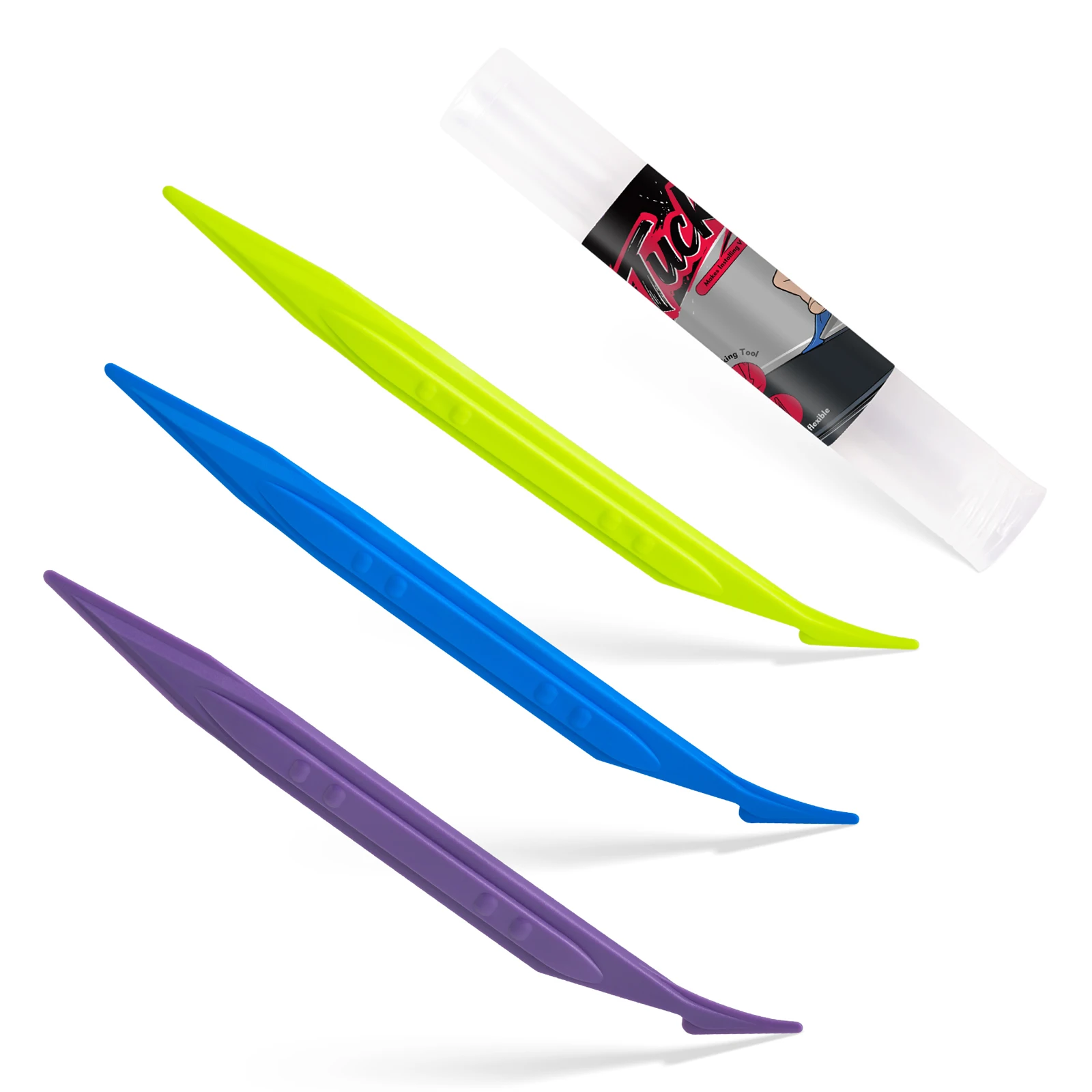 

FOSHIO 3pcs Micro Stick Corner Squeegee Set For Window Tint Vinyl Car Wrapping Curve Slots Film Edge Tucking Trim Detailing Tool