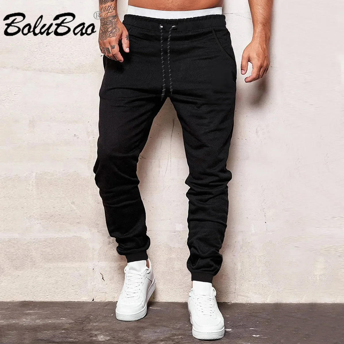 

BOLUBAO 2024 New Loose Sport Pants Men's Slim-Fit Trend Straight Running Trouser High-Quality Design Casual Sweatpants Male