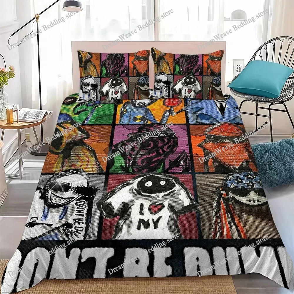 A-ASAPS-ES R-RockySS Dont Be Dumb Duvet Cover Set Home Style Bedding Soft Laundry Cotton Bed Student Dormitory Gift