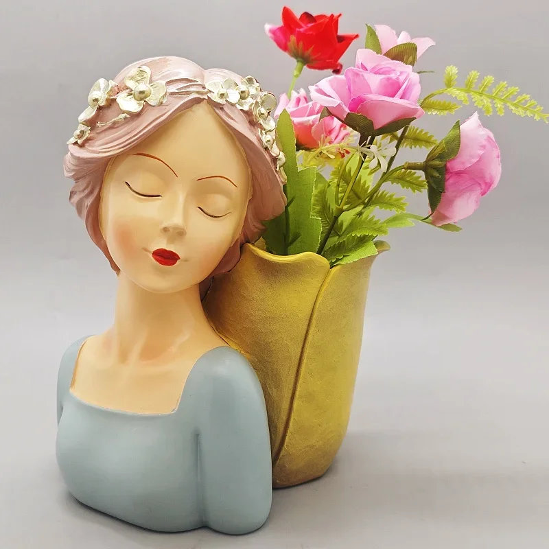 

Large Refined Vase Silicone Mold Beautiful Girl DIY Making Resin Gypsum Concrete Plant Flowerpot Indoor Home Decoration Tool