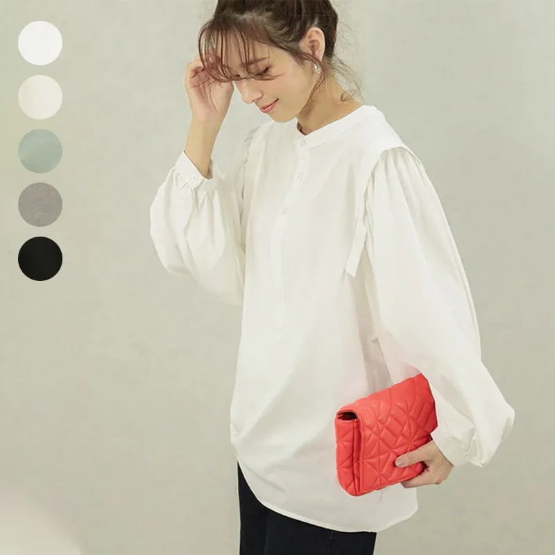 

Japanese and Korean 5 Colors Autumn New Women's Shirt Design Sense Niche Korean Version Simple Solid Color Casual Long Sleeve