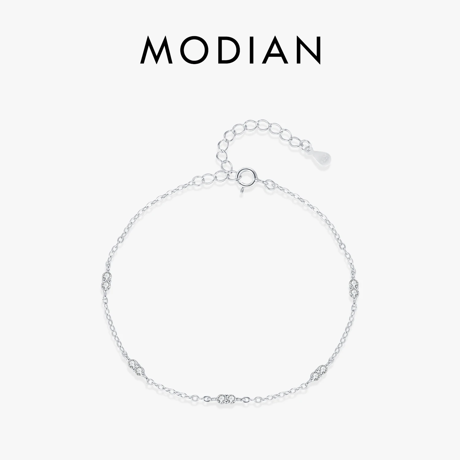 

Ослепительные циркониевые браслеты MODIAN из стерлингового серебра 925 пробы модный Штабелируемый браслет Chian для женщин Изысканные ювелирные изделия