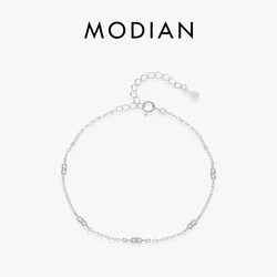 MODIAN Dazzling Zirconia Bracelets 925 Sterling Silver Link Chian Fashion Stackable Bracelet For Women Fine Jewelry