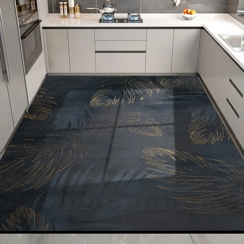 Modern Kitchen Floor Mat Waterproof Oil-proof Wipeable Washable PVC Soft Rug Non-slip Antifouling Balcony Carpet Ковер Tapis 러그