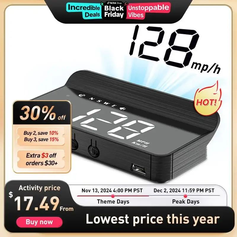

M3 Car OBD2HUD Head Up Display Digital Gauge Speedometer，MPH KMH RPM Warning Alarm Meter,Electronic Overspeed Warning Projector