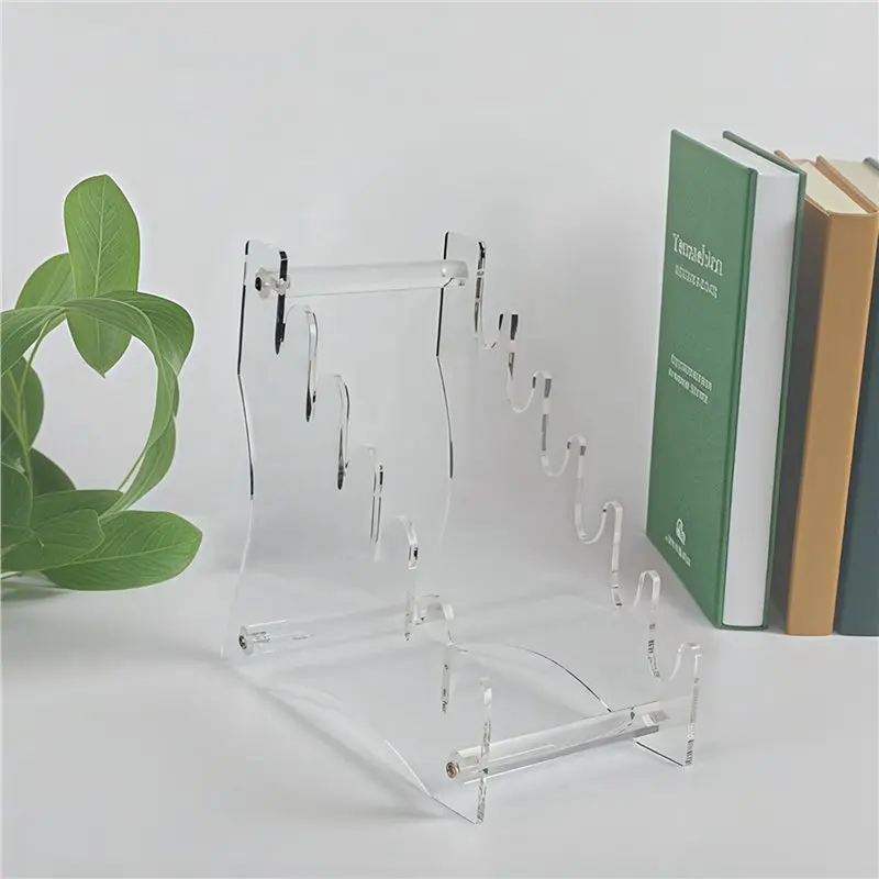 AC23-6X Acrylic Knife Display Stand - 6-Tier Detachable Knife Rack, Light Weight Pocket Knife Storage Rack