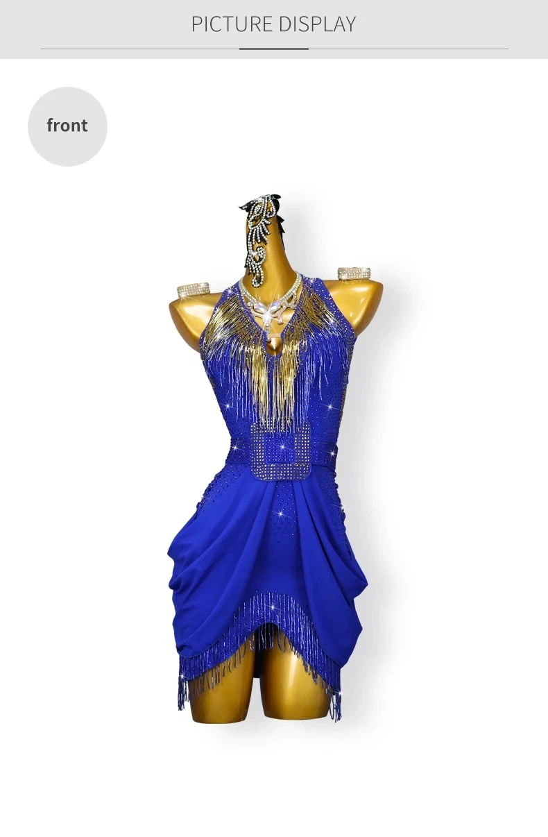 Latein-Tanzkleid, Damen-Tanzkleidung, Rock, sexy amerikanische Kleidung, Sport, Bühne, Samba, Übungskostüm, Mädchen, Abend, Kabarett-Anzug – Detail 7