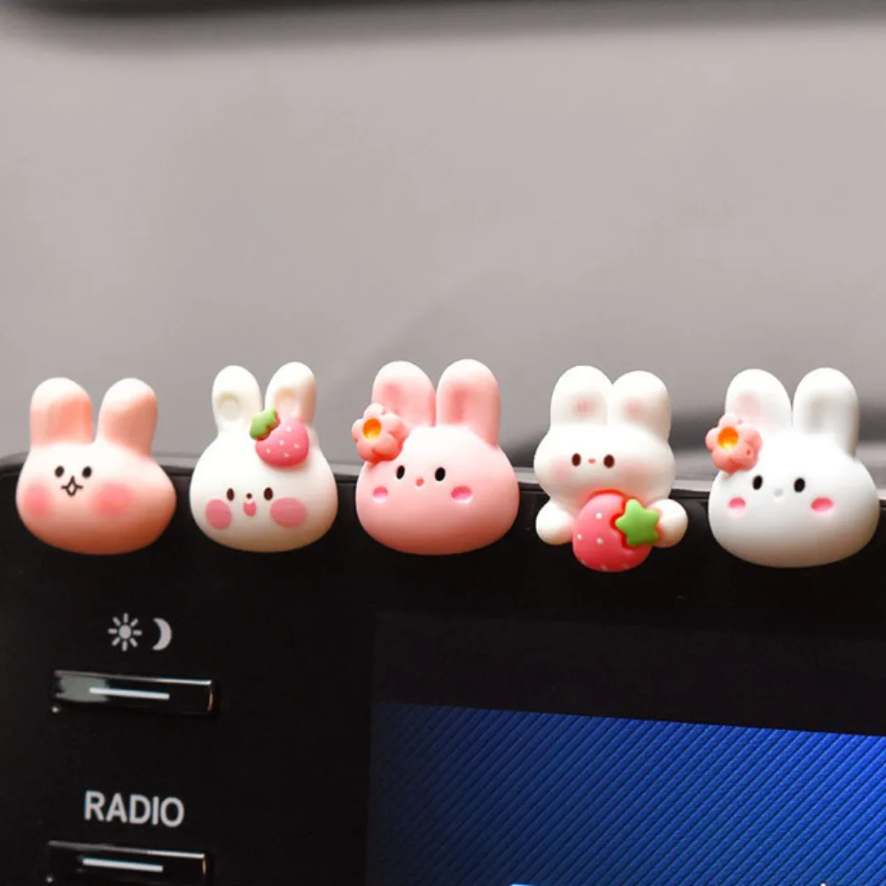 5pcs/set Cute Decorative Stickers Cartoon Rabbit Bow Duck Cactus Car Control Screen Stickers Resin Center Console Ornaments