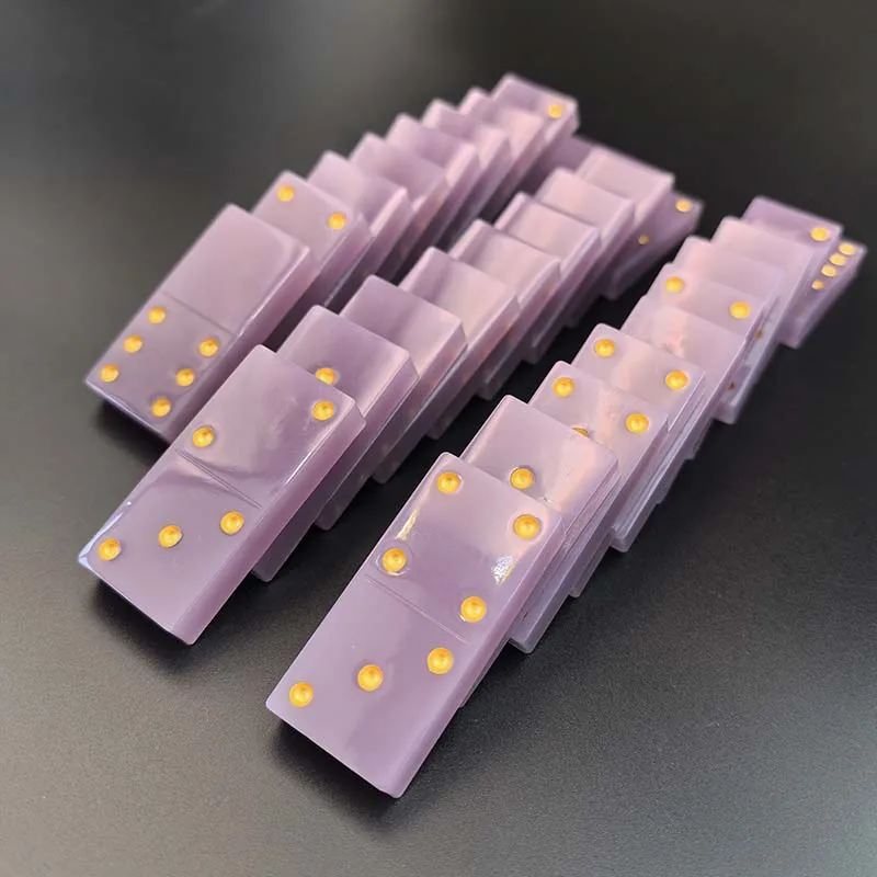 

28pcs Dominoes set in Purple color with gold color by hand made