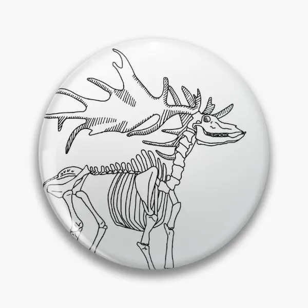 Irish Elk Megaloceros Skeleton  Soft Button Pin Cartoon Funny Decor Metal Lapel Pin Fashion Women Clothes Lover Brooch Cute