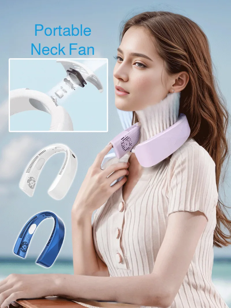 

Перезаряжаемый ленивый охлаждающий вентилятор, портативный ручной маленький вентилятор, офисный спортивный безлистный подвесной вентилятор на шею