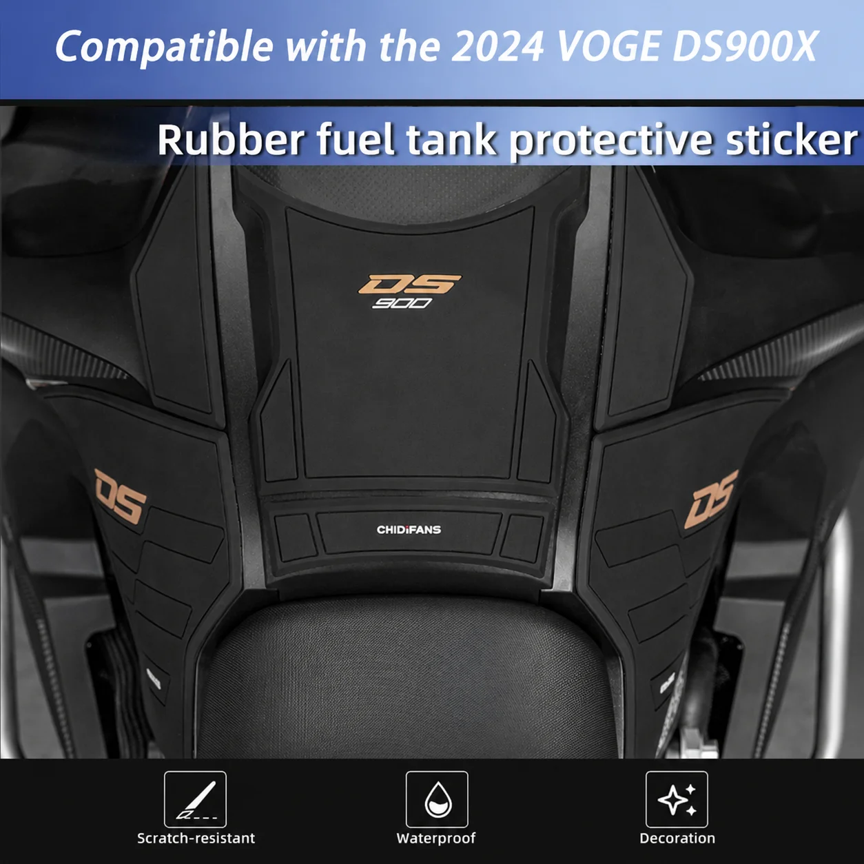 Motorcycle Anti-slip Tank Pad Rubber Sticker Compatible with VOGE DS900X Fuel Tank Protector Modification Accessories