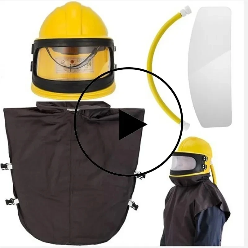 ABS Protective Sand Blasting Helmet Dust Mask Blasting Hood With Temperature Adjusting Device