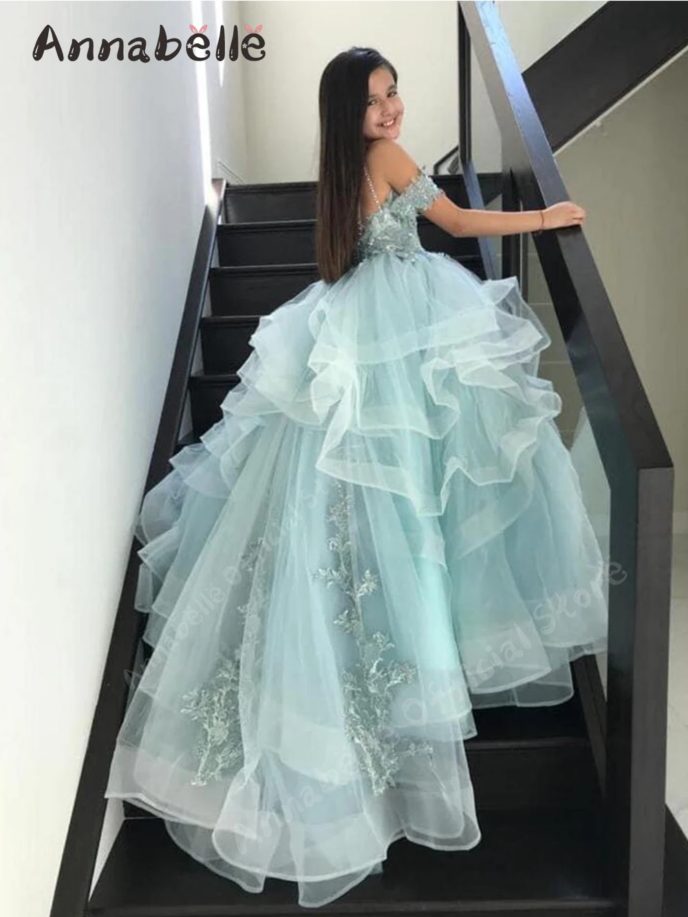 Annabelle Fashion Design Long Style Suspended Princess Floor Dresses For Girl Party Wedding Evening